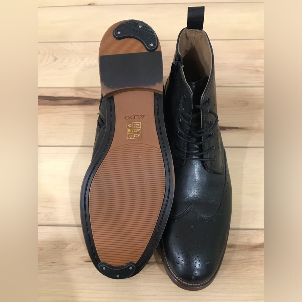 ALDO Black Leather Dress Boots in Men’s Size 10 - Picture 12 of 13